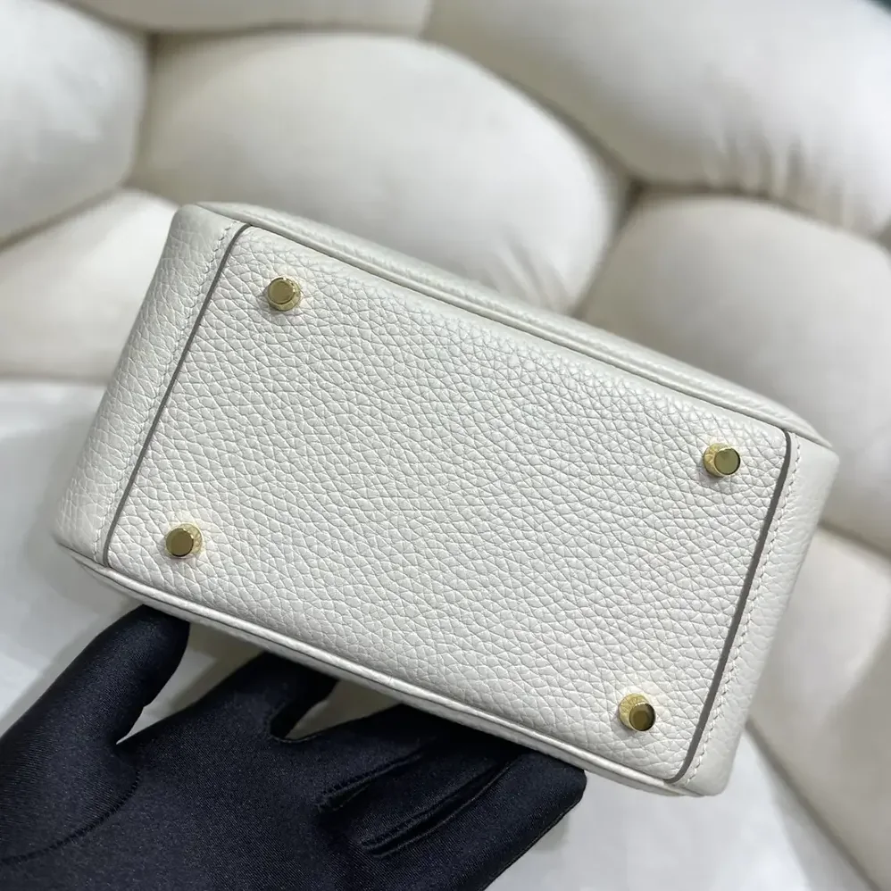 Hermes Lindy Mini 19 in Clemence Leather for Women in White/Gold