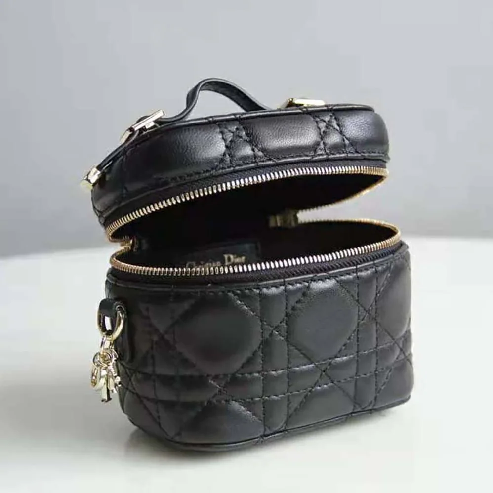 Dior Micro Lady Dior Vanity Case Cannage Lambskin for Women in Black Dior Micro Lady Dior Vanity Case Cannage Lambskin for Women in Black