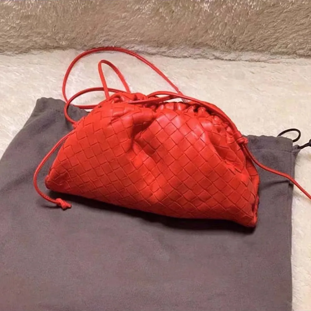 Bottega Veneta Mini Pouch Soft Voluminous Clutch in Supple Calf Leather for Women in Red