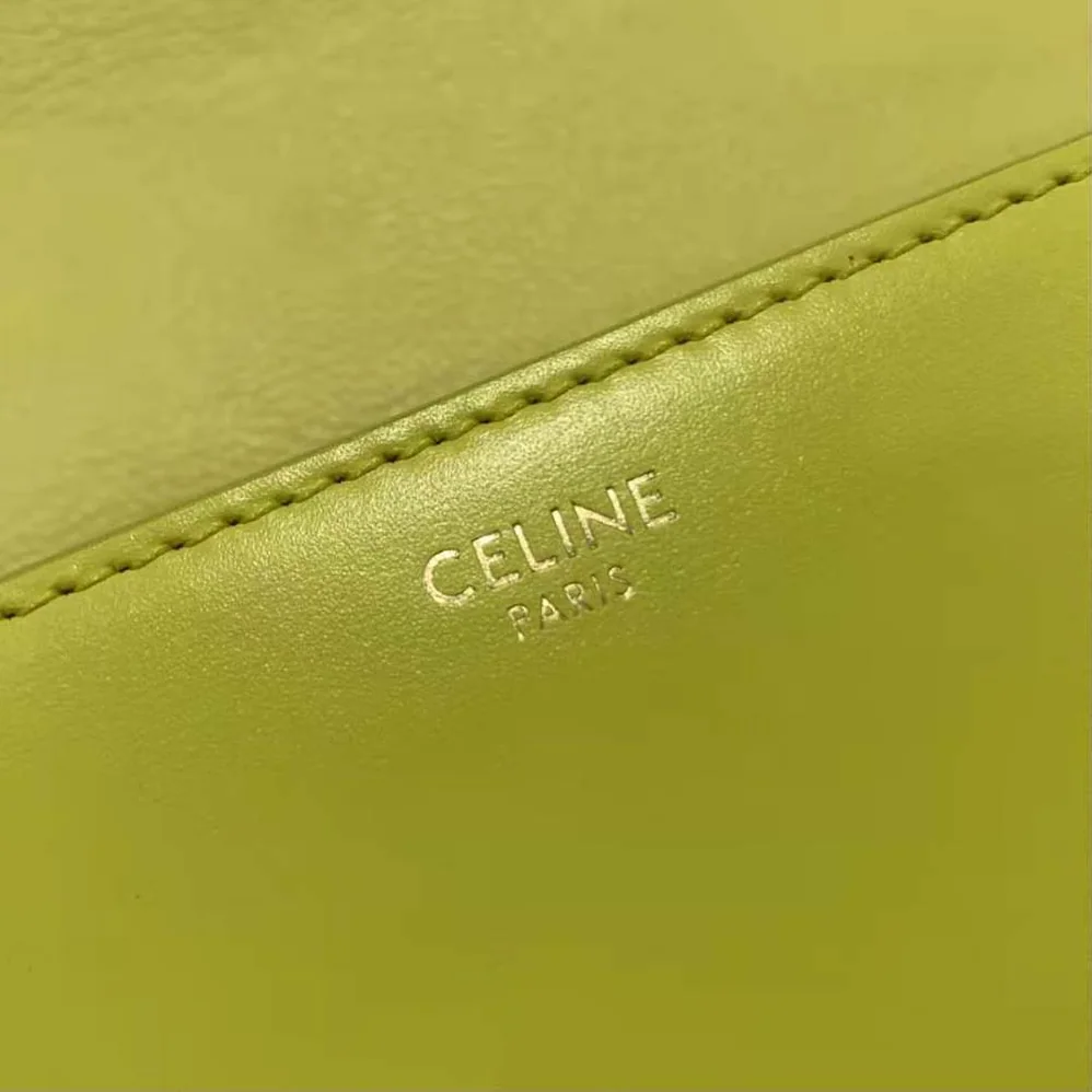 Celine Chain Shoulder Bag Cuir Triomphe in Shiny Calfskin for Women in Yellow Celine Chain Shoulder Bag Cuir Triomphe in Shiny Calfskin for Women in Yellow