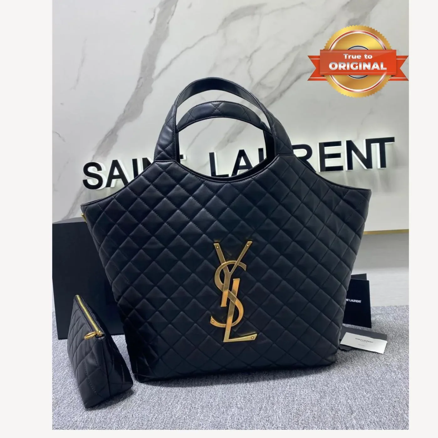 Saint Laurent Icare Maxi Shopping Bag Black /