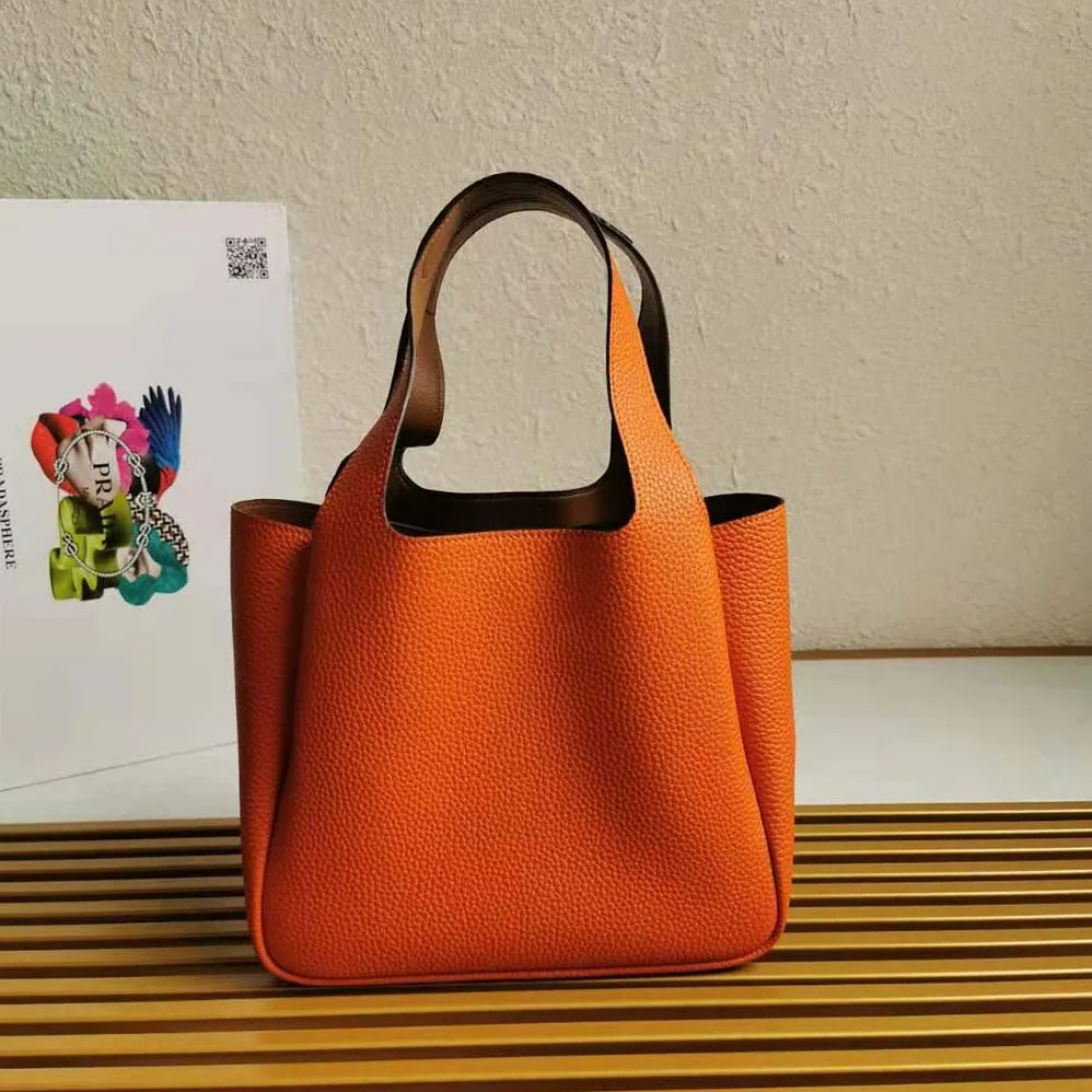Prada Calf Leather Handbag for Women in Orange