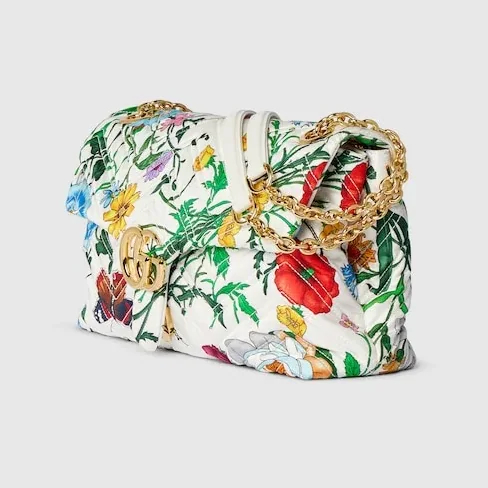 Gucci Marmont Medium Shoulder Bag / White in Multicolor Flora Gold Hardware Gucci Marmont Medium Shoulder Bag / White in Multicolor Flora Gold Hardware