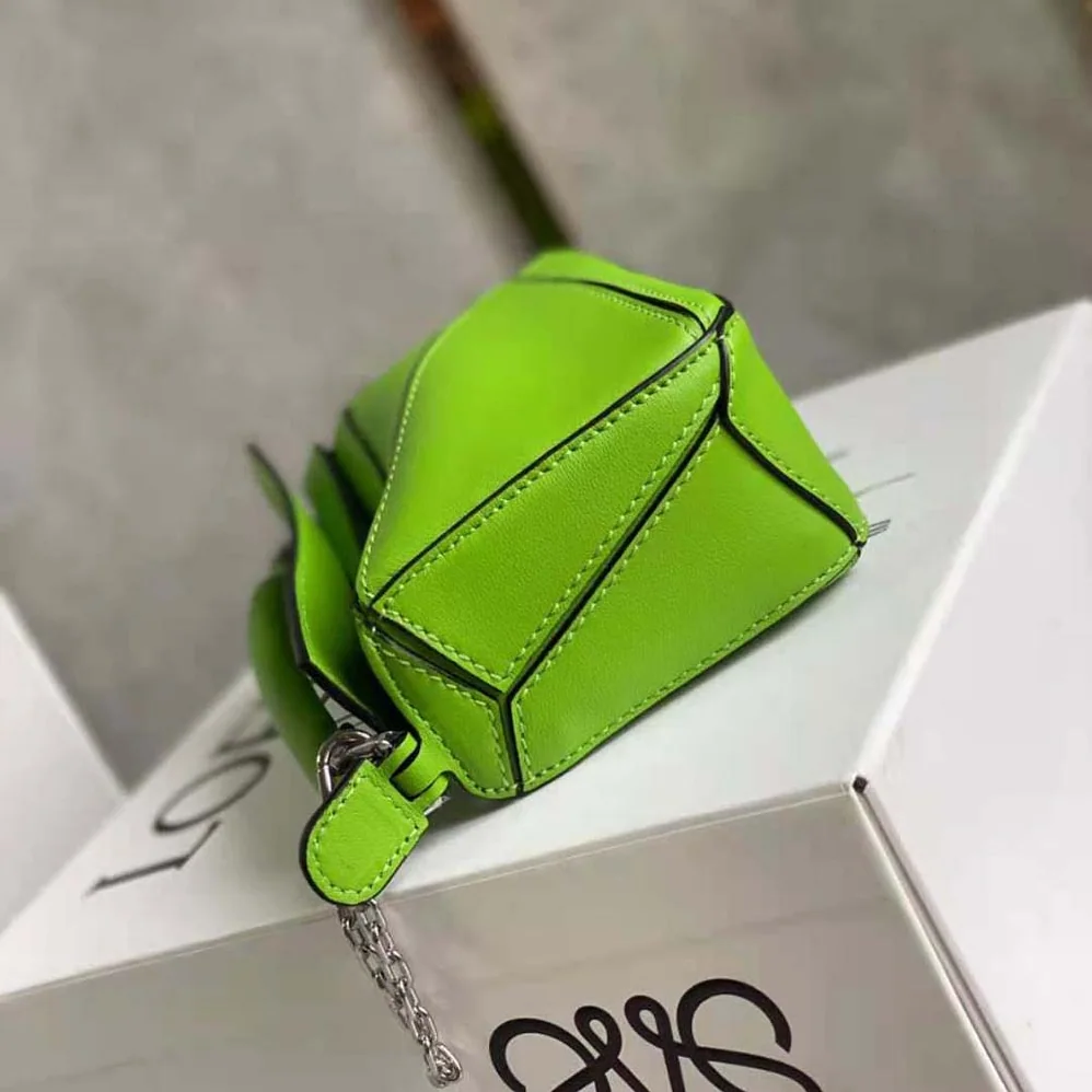 Loewe Nano Puzzle Bag in Classic Calfskin for Women in Lime Loewe Nano Puzzle Bag in Classic Calfskin for Women in Lime