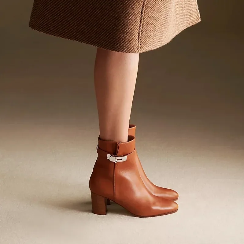 Hermes Saint Germain Ankle Boots Naturel