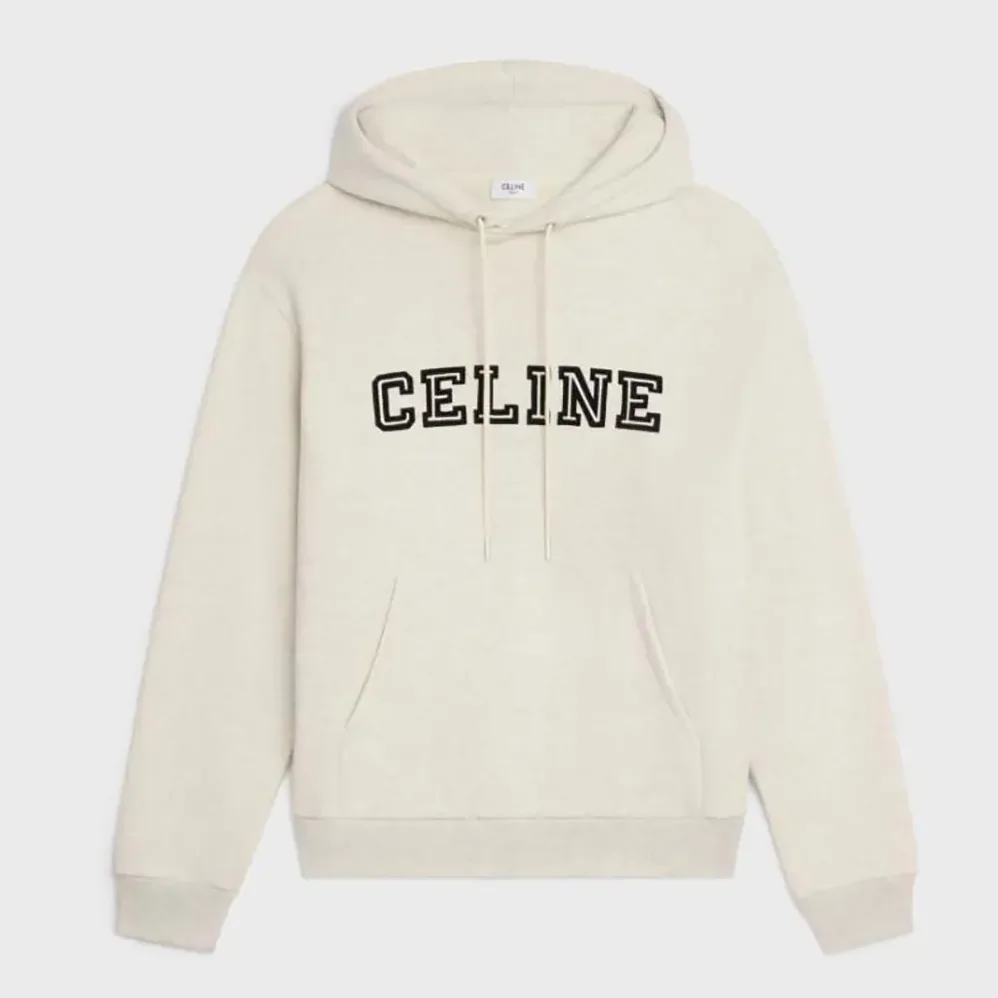 Celine Loose Hoodie in Cotton Fleece for Men in White