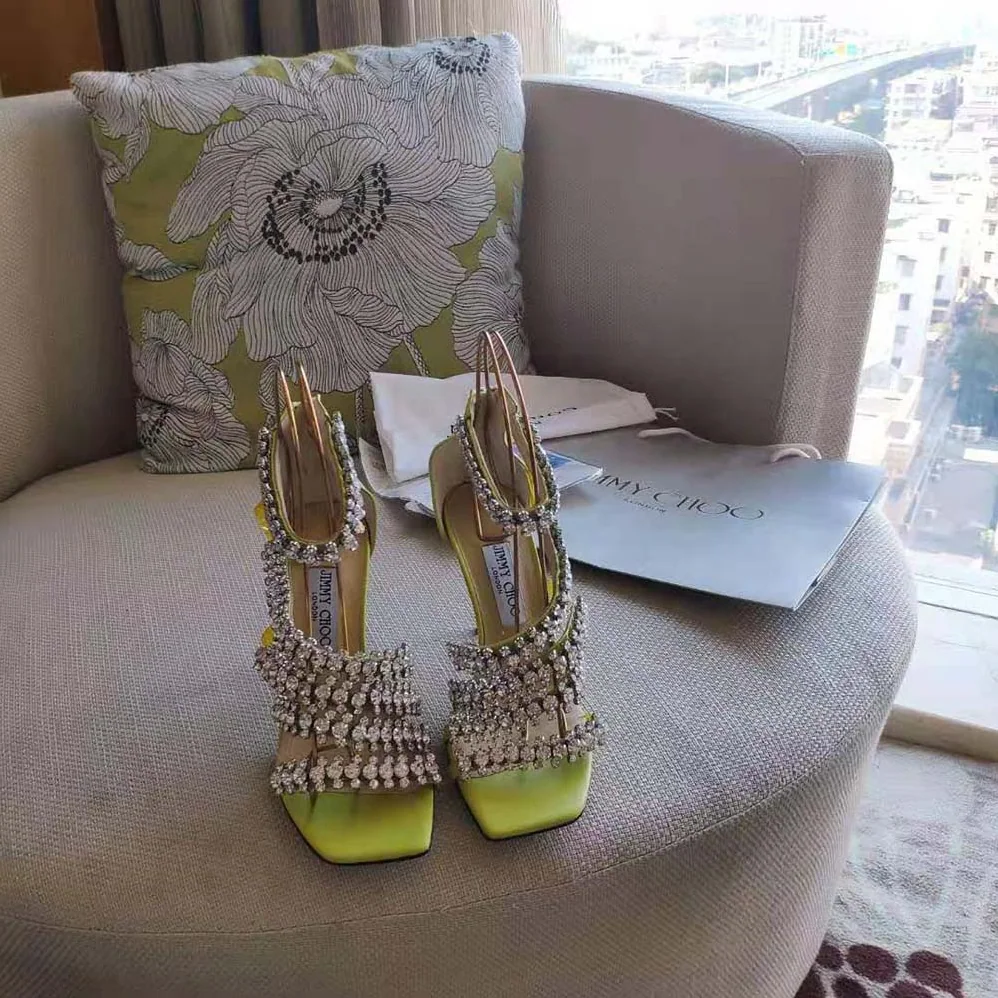 Jimmy Choo Josefine 100 Sunbleached Nappa Sandals with Crystal Embellishment for Women Jimmy Choo Josefine 100 Sunbleached Nappa Sandals with Crystal Embellishment for Women