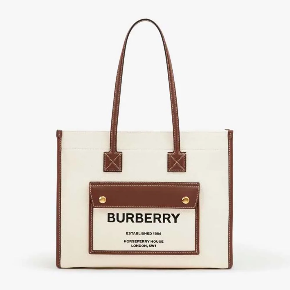 Burberry Small Freya Tote for Women in Beige