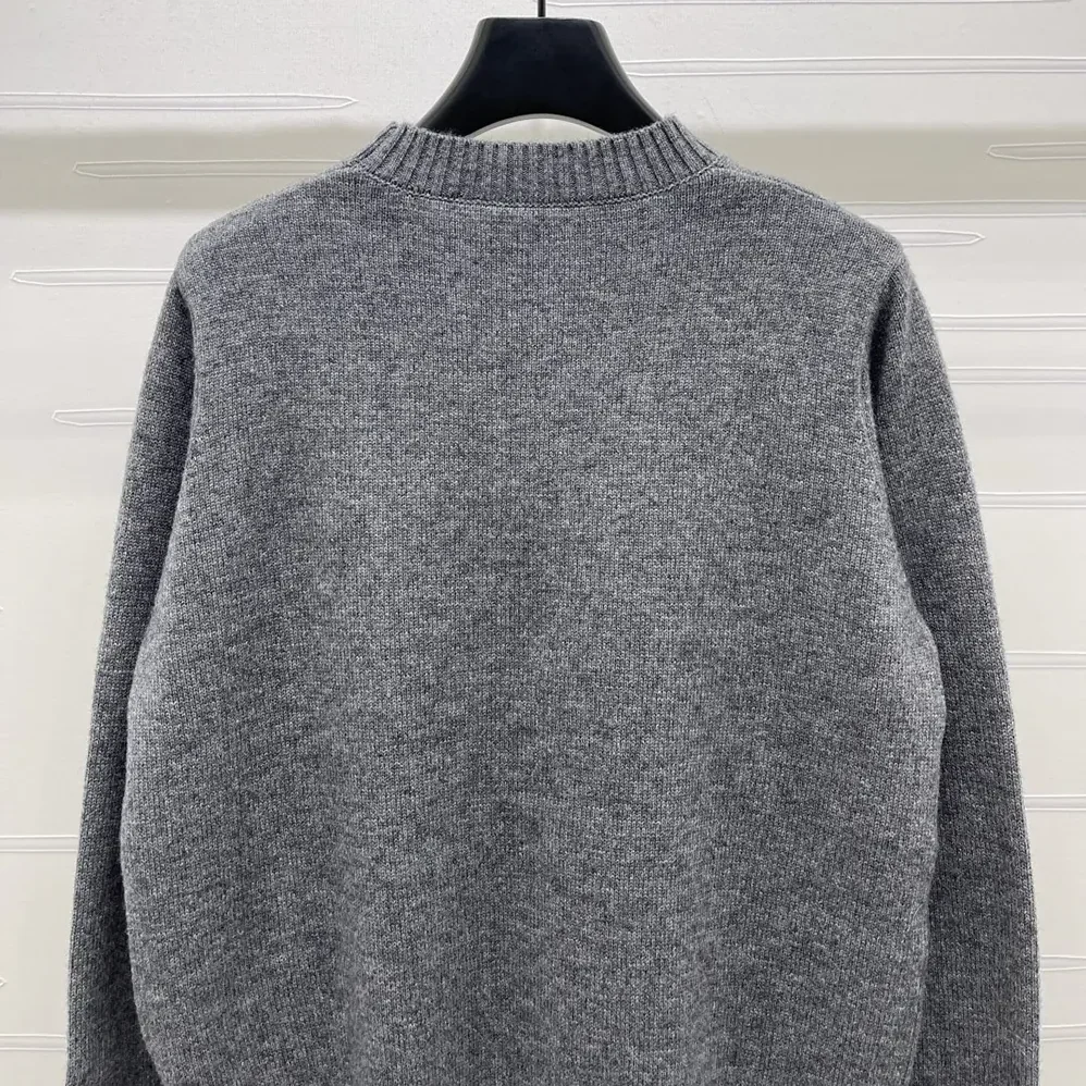 Prada Cashmere and Wool Prada Logo Crew-neck Sweater for Men in Slate Gray