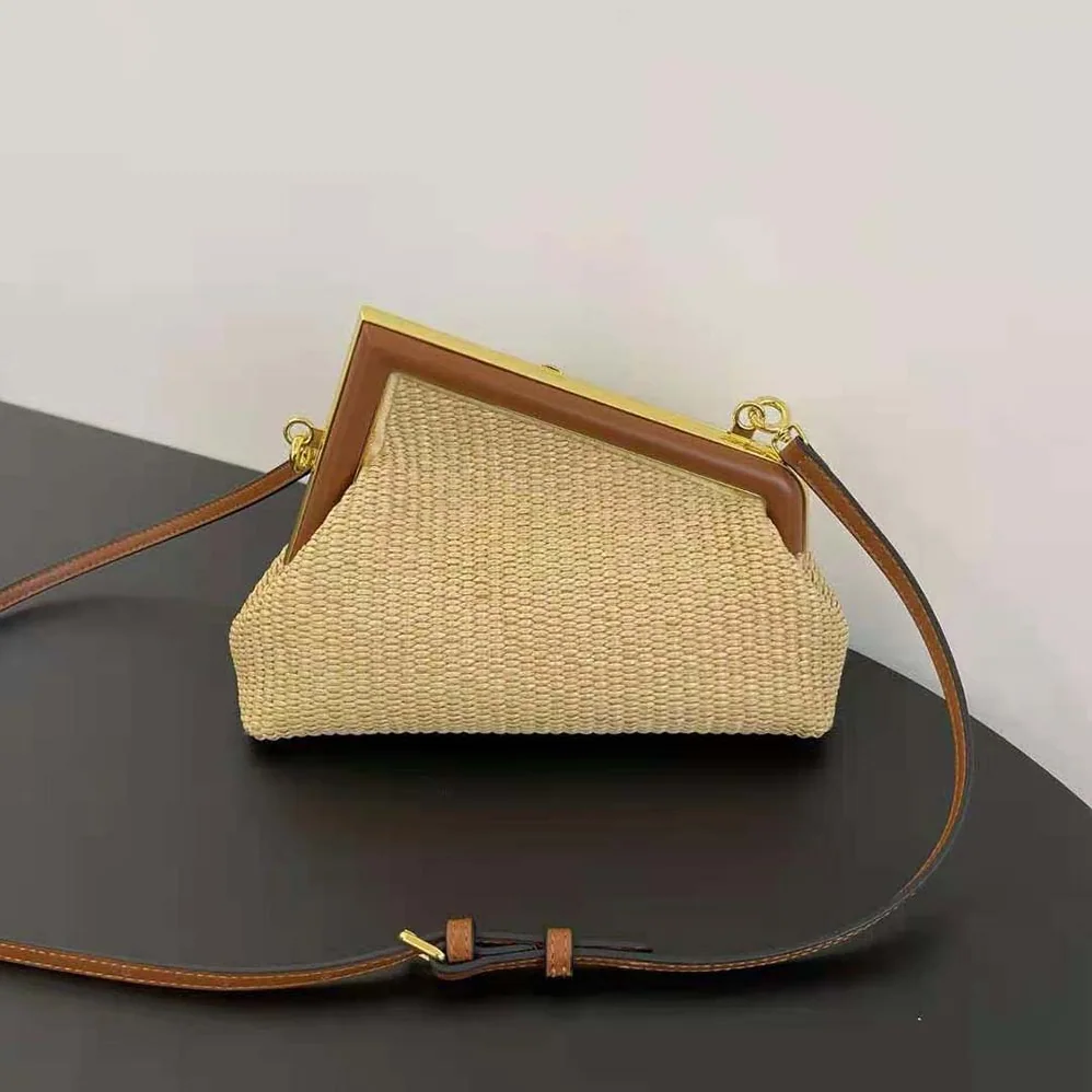 Fendi Fendi First Small Natural Straw Bag for Women