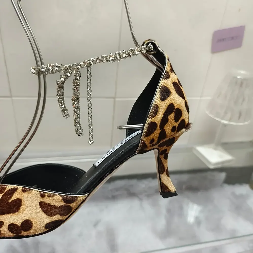 Jimmy Choo Stevie 50 Natural Leopard Print Pony Pumps for Women