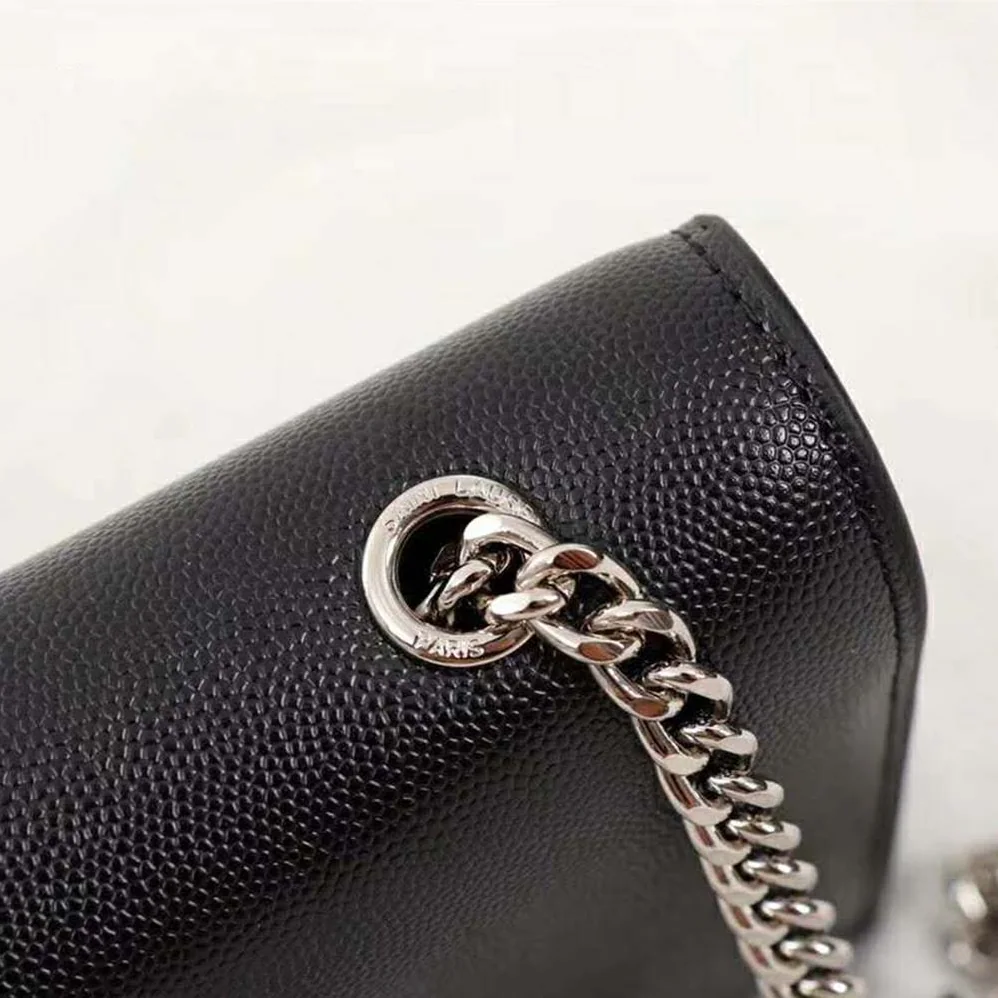 Saint Laurent YSL Kate Medium Grain De Poudre Embossed for Women in Silver Saint Laurent YSL Kate Medium Grain De Poudre Embossed for Women in Silver