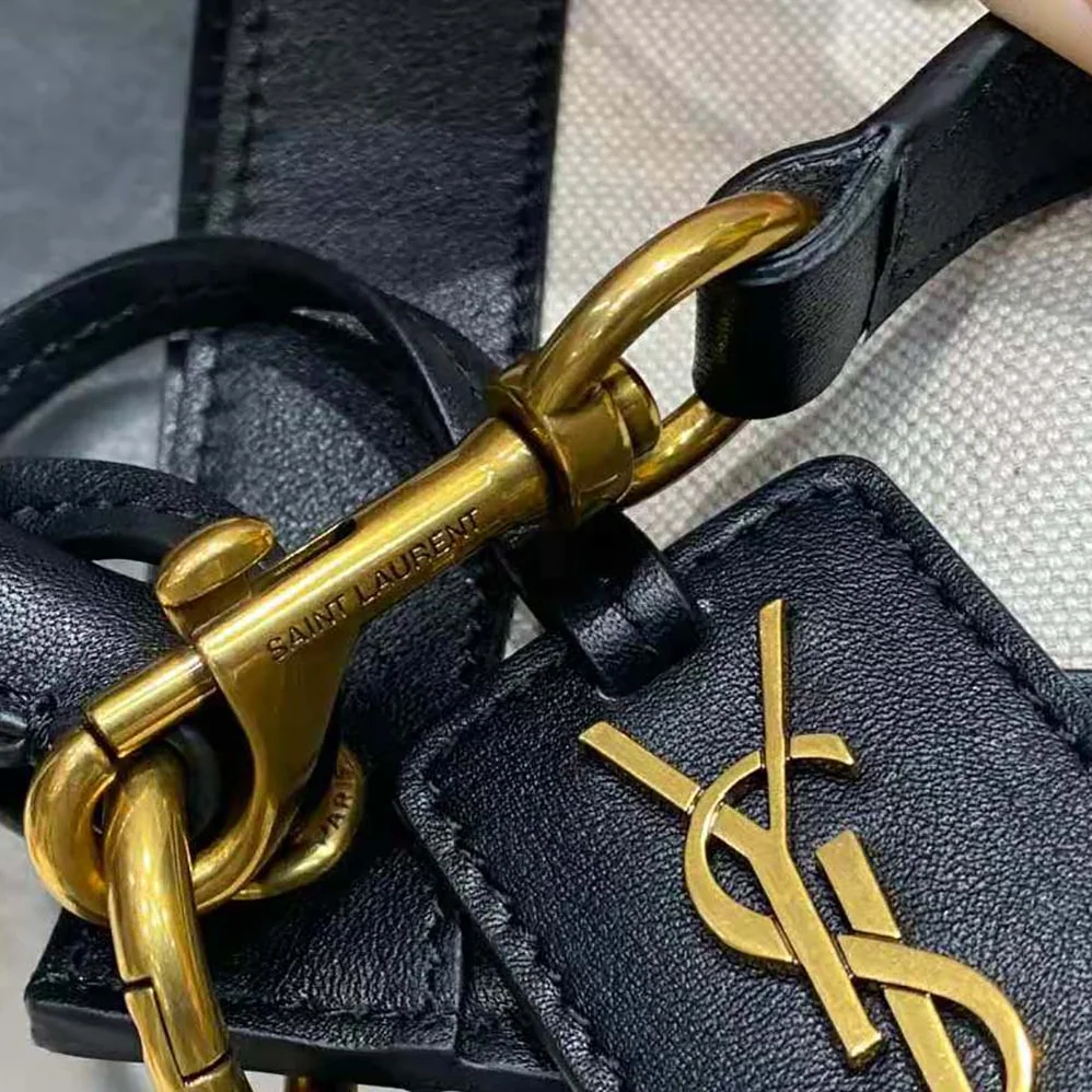 Saint Laurent YSL Tag Hobo Bag in Canvas and Leather for Women Saint Laurent YSL Tag Hobo Bag in Canvas and Leather for Women