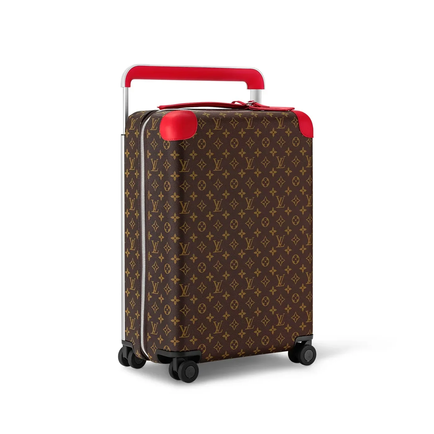 Louis Vuitton Horizon 55 Suitcase in Brown/ Red Silver Hardware