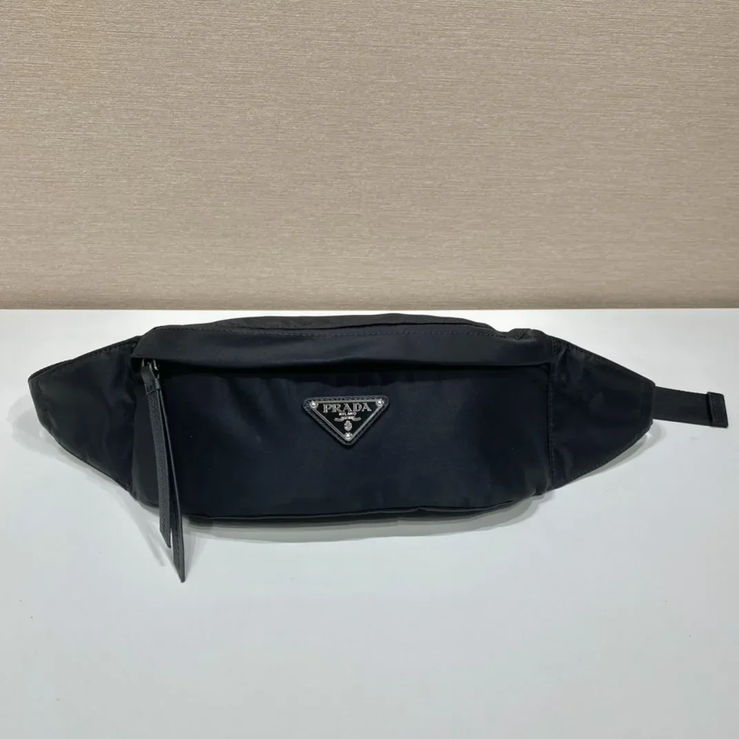 Prada Re-Nylon And Saffiano Belt Bag Black Prada Re-Nylon And Saffiano Belt Bag Black
