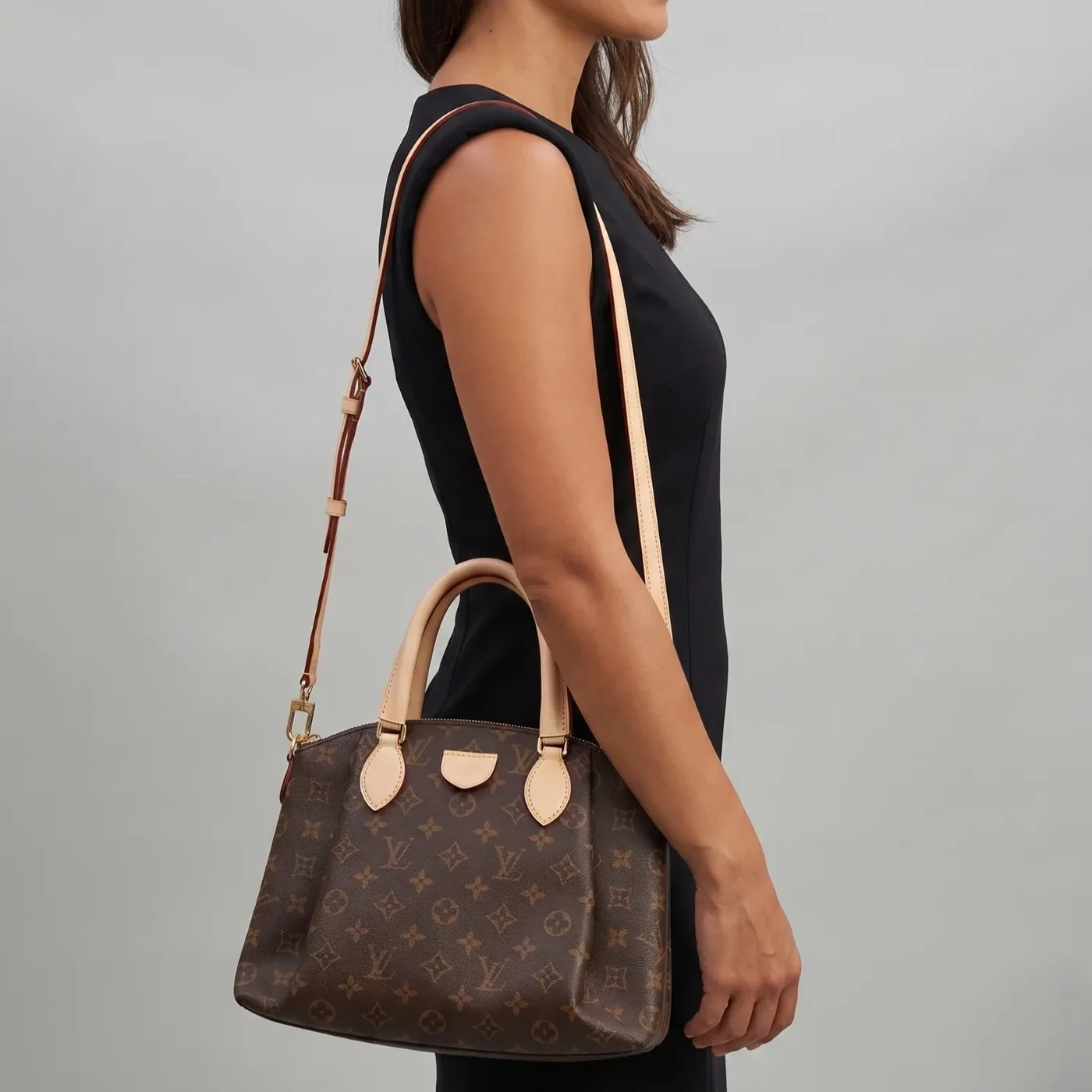 Louis Vuitton Rivoli PM Top Handle Bag in Brown Monogram Gold Hardware