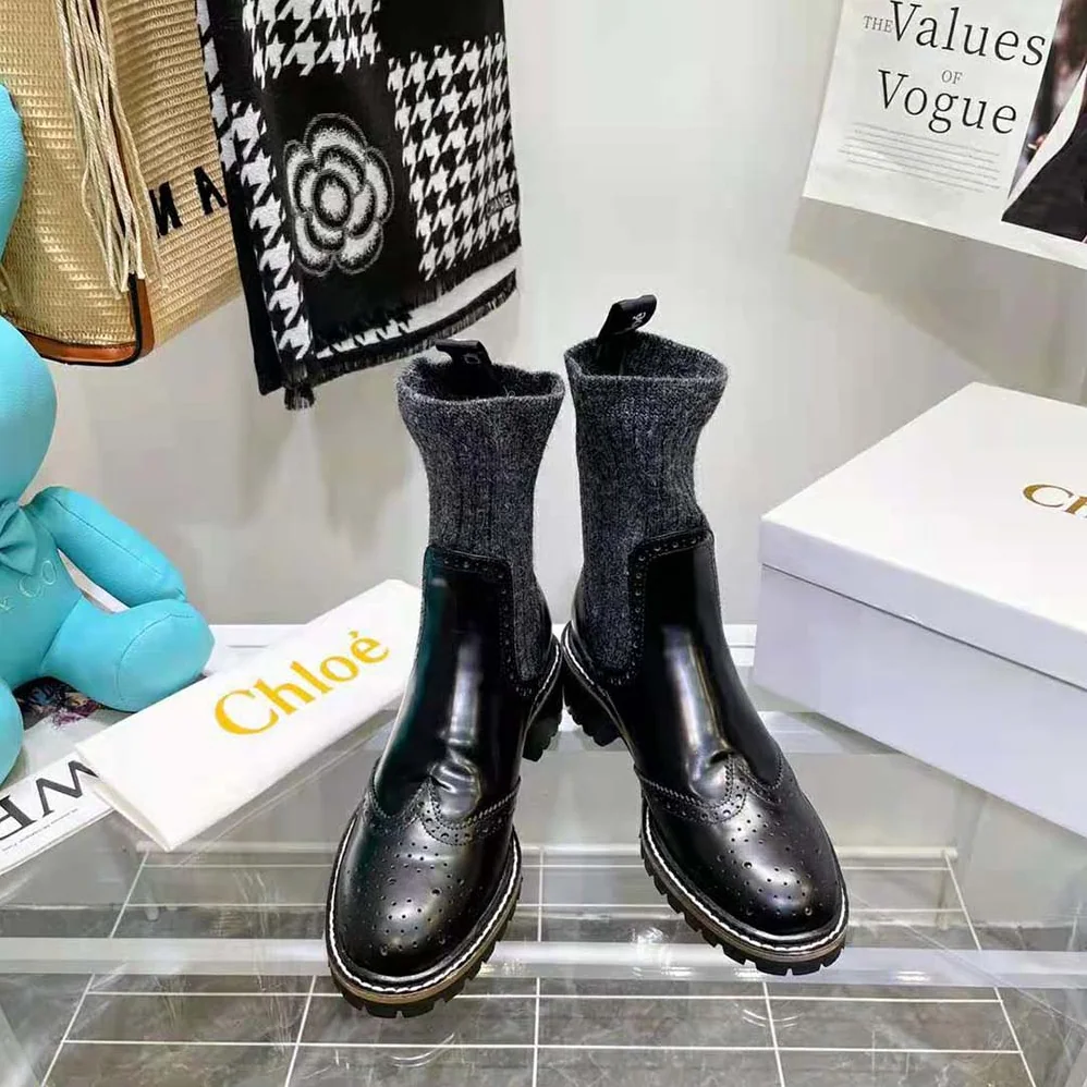 Chloe Franne Sock Ankle Boot in Matte Calfskin for Women Chloe Franne Sock Ankle Boot in Matte Calfskin for Women