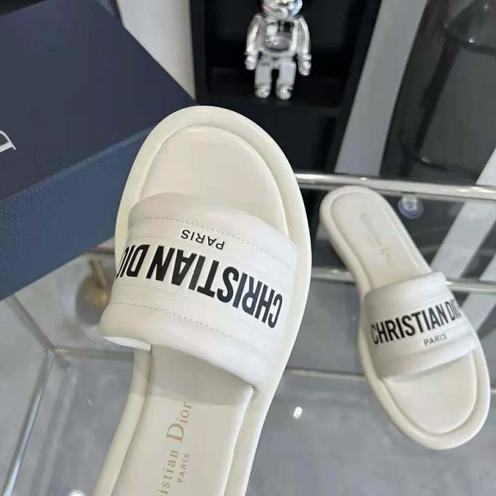 Dior Every-D Slide White Embossed Lambskin for Women Dior Every-D Slide White Embossed Lambskin for Women