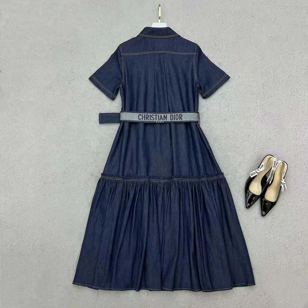 Dior Denim Couture Shirt Dress Blue Raw Cotton Denim for Women Dior Denim Couture Shirt Dress Blue Raw Cotton Denim for Women