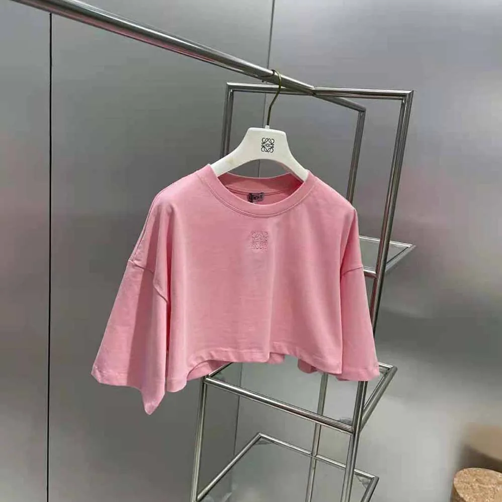 Loewe Cropped Anagram T-shirt in Cotton for Women in Pink