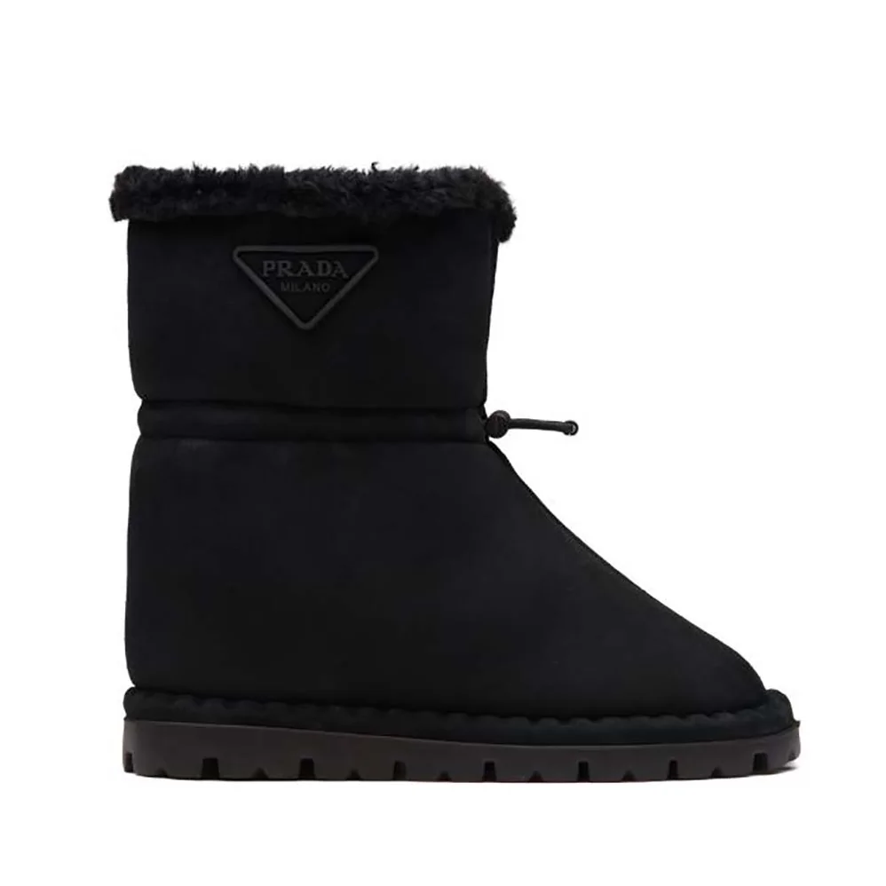 Prada Classic Snow Boot Shearling Booties for Women in Black Prada Classic Snow Boot Shearling Booties for Women in Black