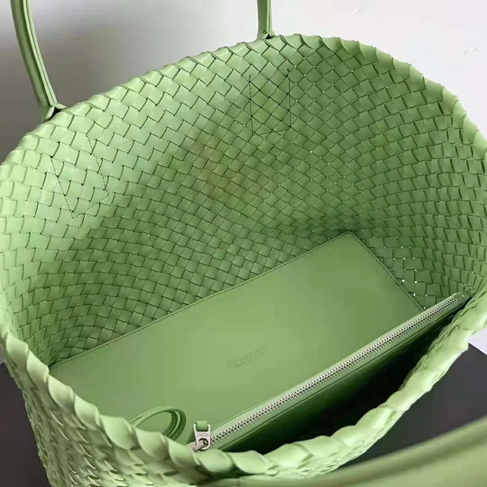 Bottega Veneta Medium Cabat Leather Tote Bag with Detachable Strap for Women in Aqua Bottega Veneta Medium Cabat Leather Tote Bag with Detachable Strap for Women in Aqua
