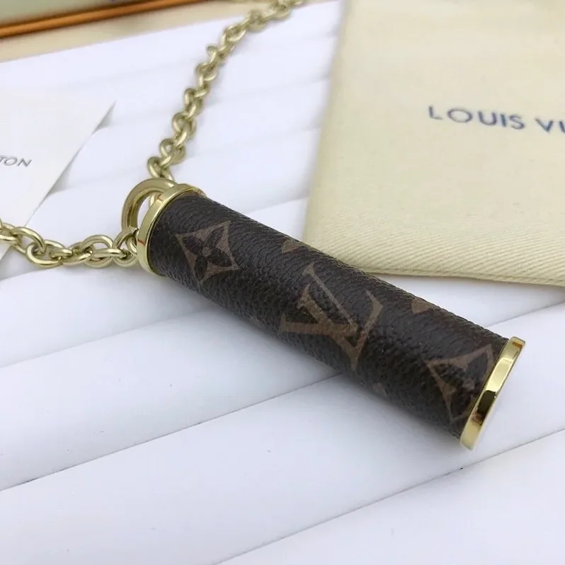 Louis Vuitton Cylinder Pendant Necklace Gold Tone Louis Vuitton Cylinder Pendant Necklace Gold Tone