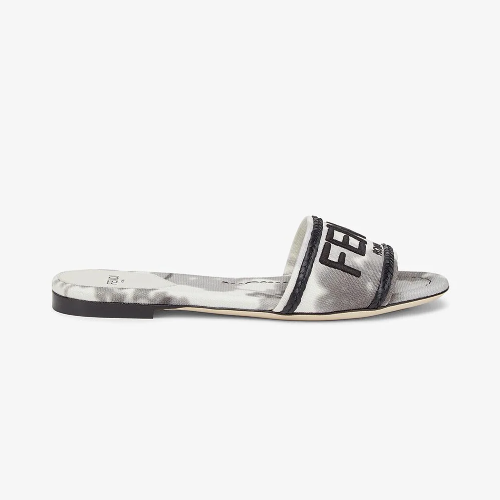 Fendi Signature Slides Gray Canvas Slides for Women Fendi Signature Slides Gray Canvas Slides for Women