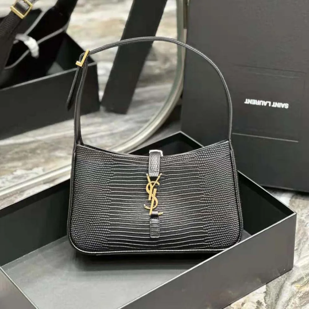 Saint Laurent YSL Le 5 à 7 Mini in Lizard for Women in Black
