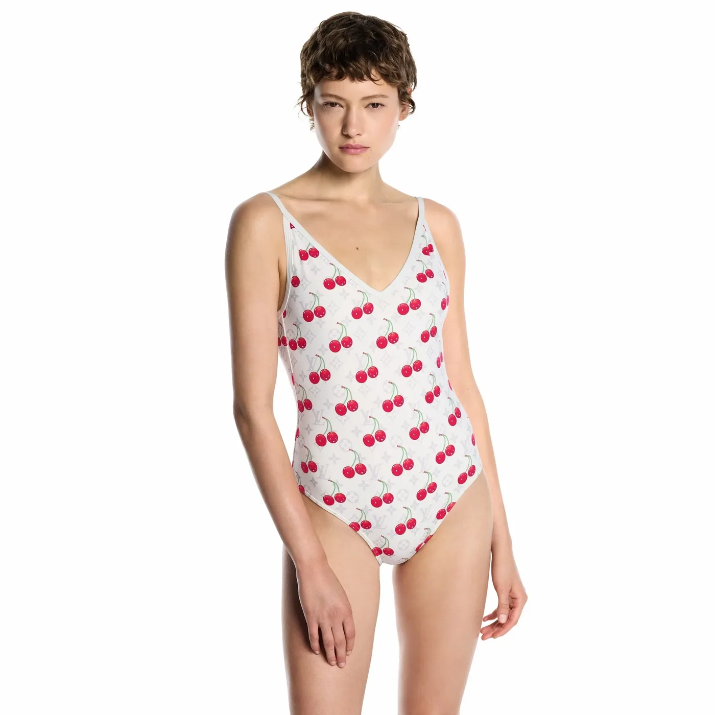 Louis Vuitton LV x TM Cherry One-Piece Swimsuit White Monogram Cerises 1AHIBU Louis Vuitton LV x TM Cherry One-Piece Swimsuit White Monogram Cerises 1AHIBU