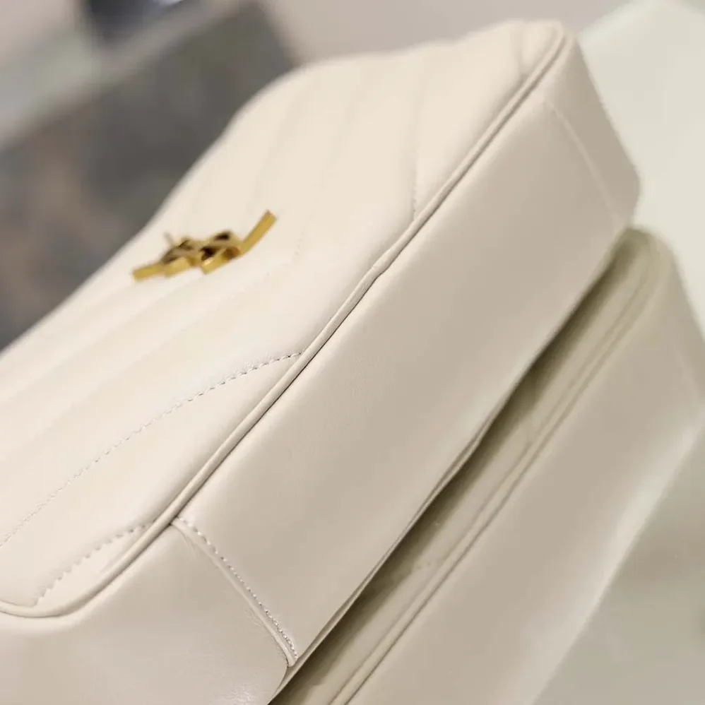Saint Laurent YSL Loulou Camera Bag In Matelassé Lambskin for Women in White Saint Laurent YSL Loulou Camera Bag In Matelassé Lambskin for Women in White