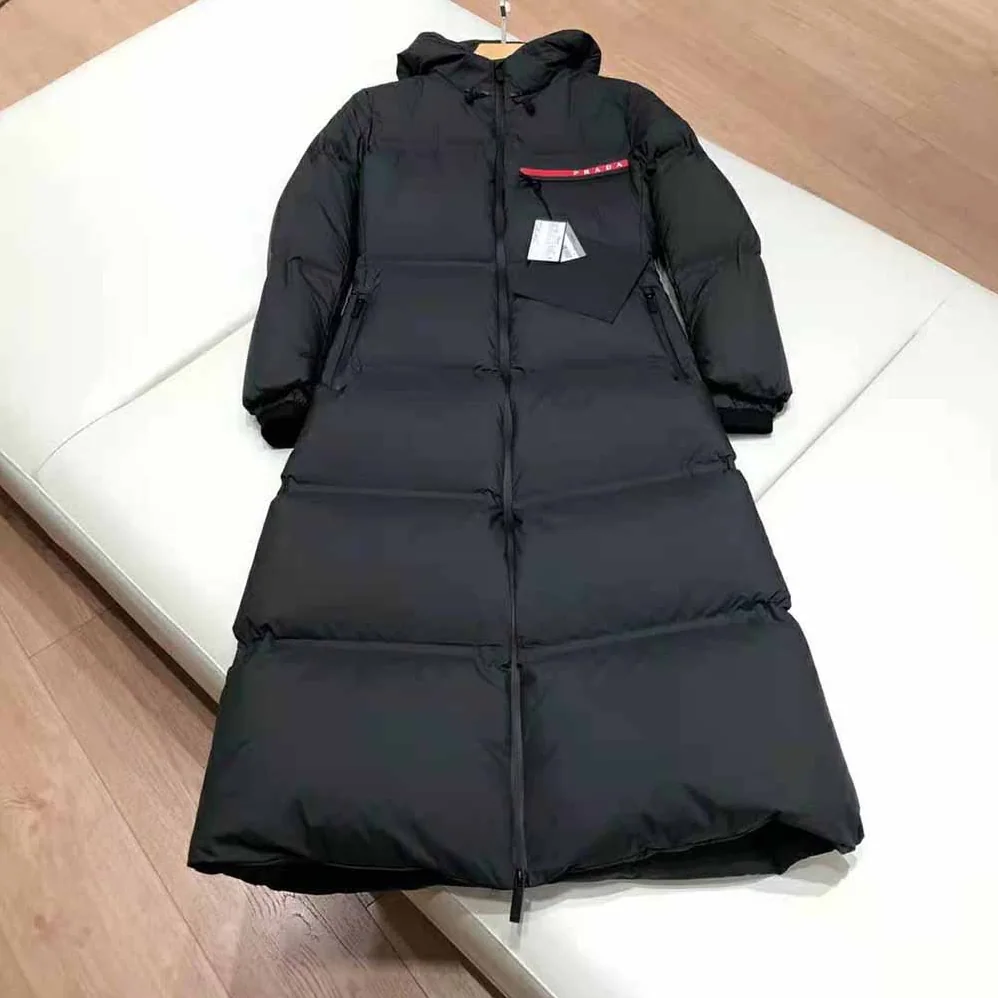 Prada Light Polyester Hooded Puffer Coat for Women