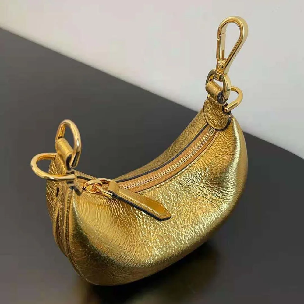 Fendi Nano Fendigraphy Gold Leather Charm for Women Fendi Nano Fendigraphy Gold Leather Charm for Women