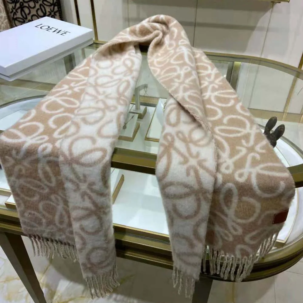 Loewe Anagram Scarf in Alpaca and Wool for Unisex in White Loewe Anagram Scarf in Alpaca and Wool for Unisex in White