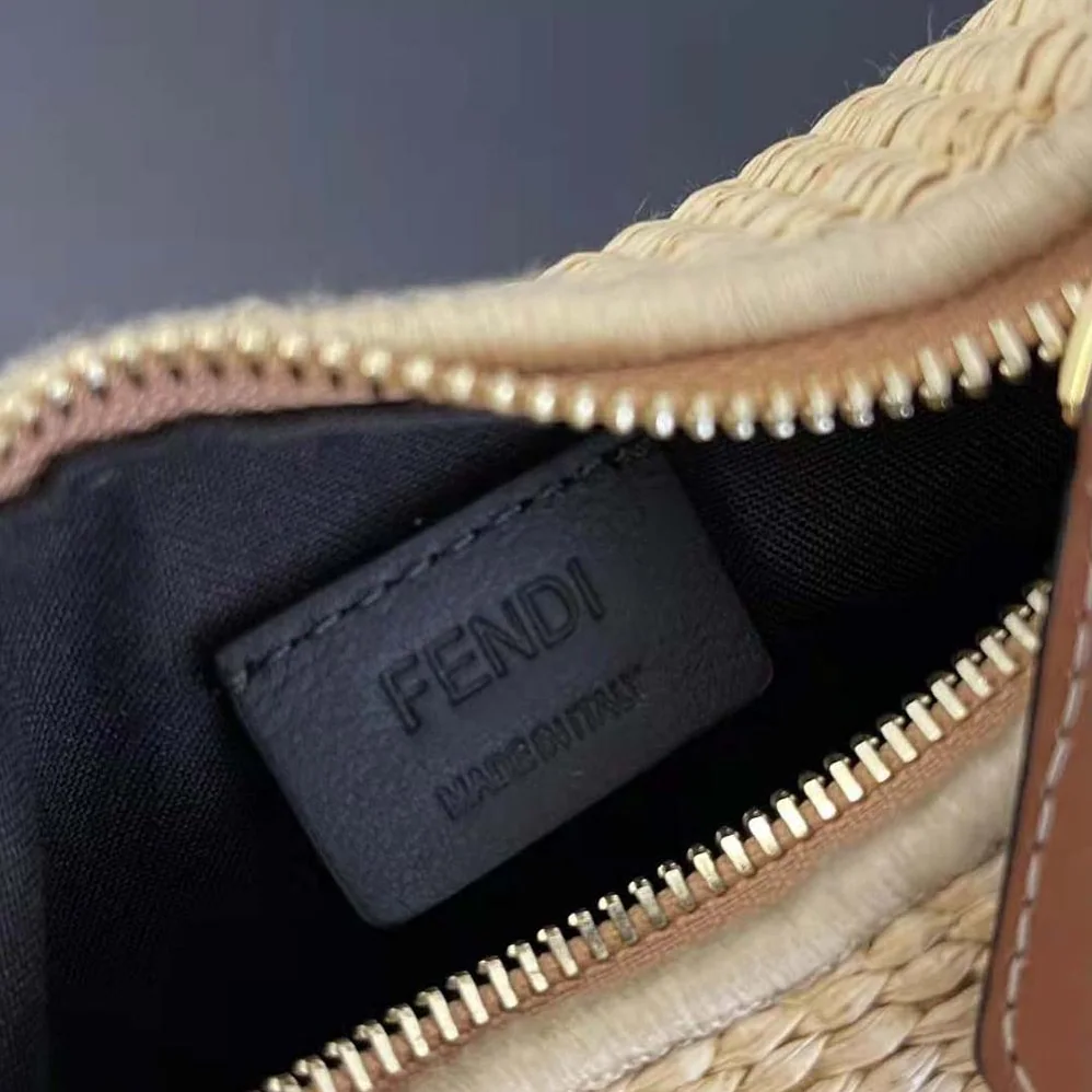 Fendi Nano Fendigraphy Natural Raffia Charm for Women