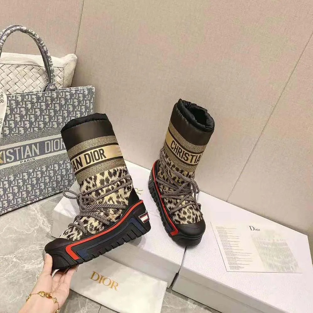 Dior Dioralps Snow Boot Beige Multicolor Mizza Shiny Nylon for Women Dior Dioralps Snow Boot Beige Multicolor Mizza Shiny Nylon for Women