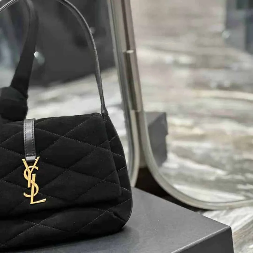 Saint Laurent YSL Le 57 Hobo Bag in Quilted Laquered Canvas and Leather for Women Saint Laurent YSL Le 57 Hobo Bag in Quilted Laquered Canvas and Leather for Women