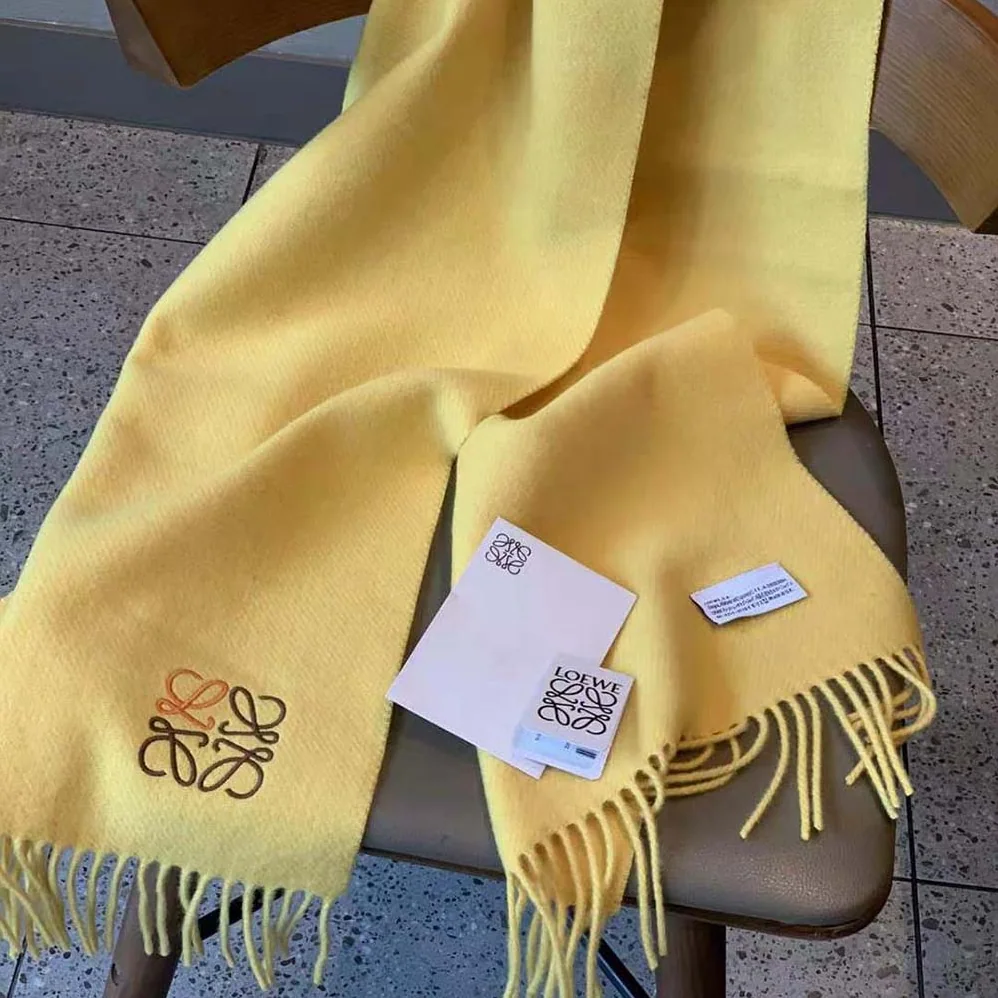 Loewe Anagram Scarf in Cashmere for Women in Yellow Loewe Anagram Scarf in Cashmere for Women in Yellow