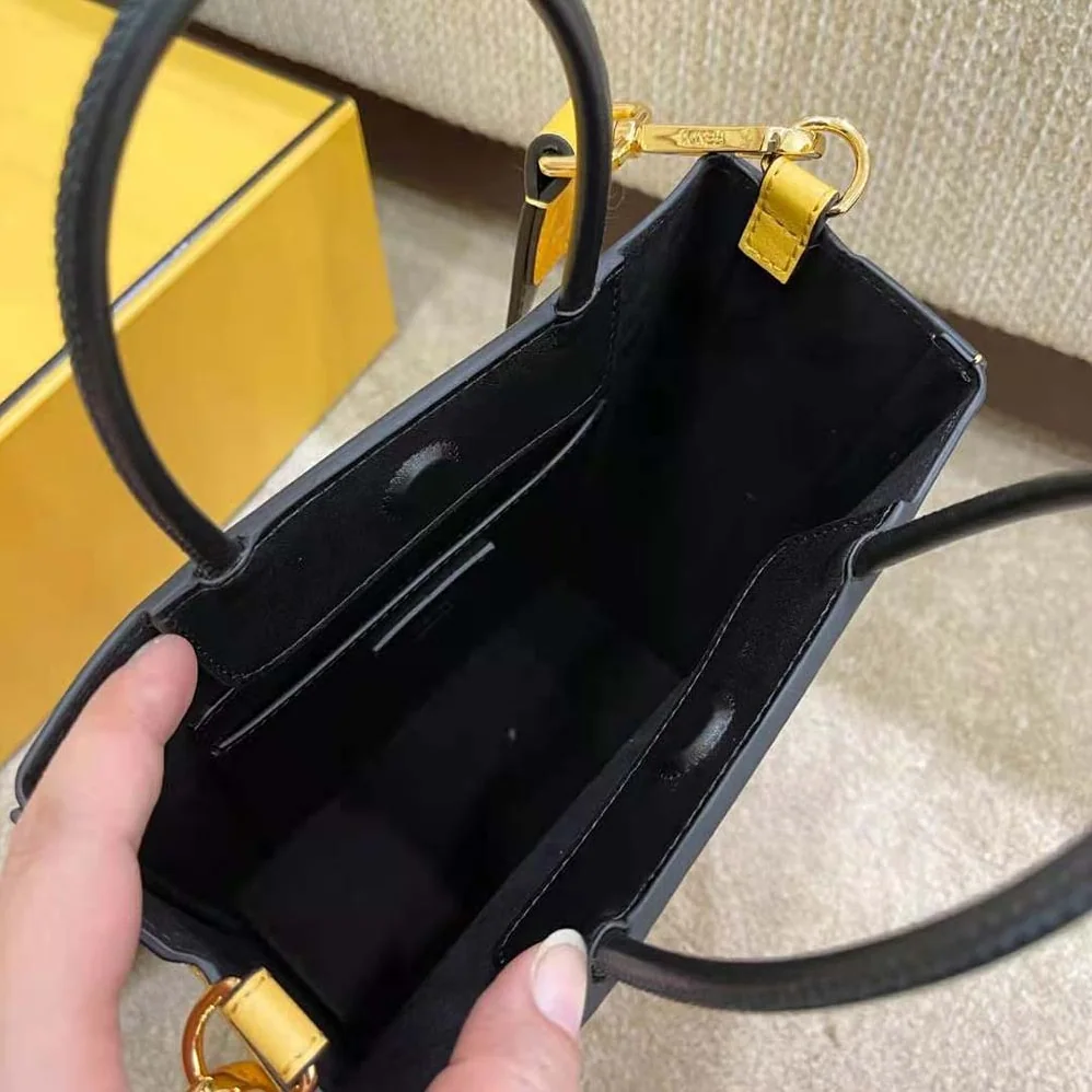 Fendi Fendi Pack Small Shopping Bag Yellow Leather Bag for Men