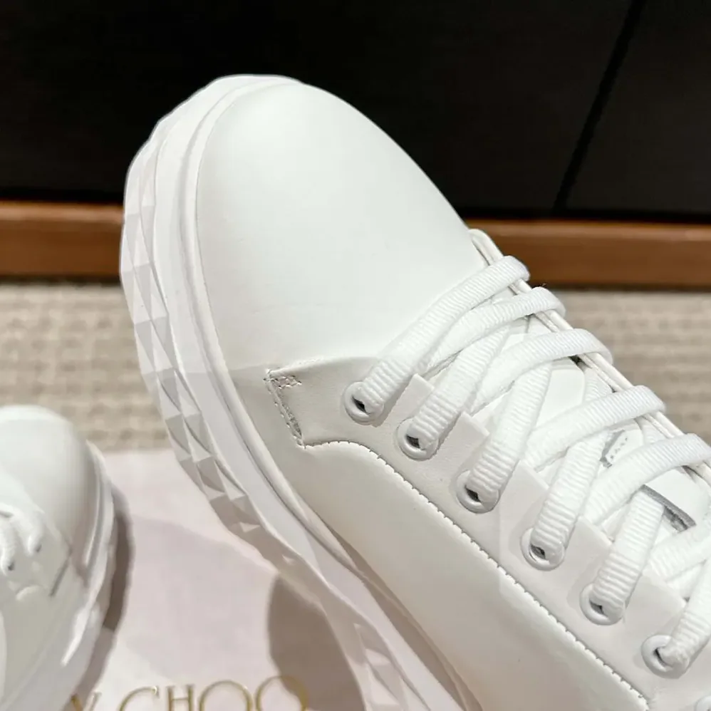 Jimmy Choo Diamond Maxi/F II Chalk Leopard Print Leather Trainers for Women