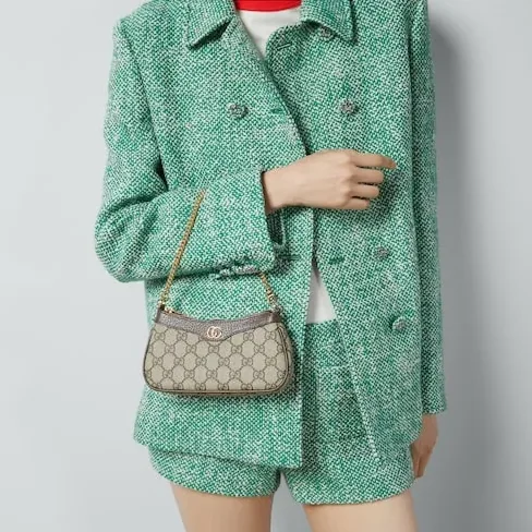 Gucci Ophidia Mini Shoulder Bag in Beige/ Ebony Gold Hardware Gucci Ophidia Mini Shoulder Bag in Beige/ Ebony Gold Hardware