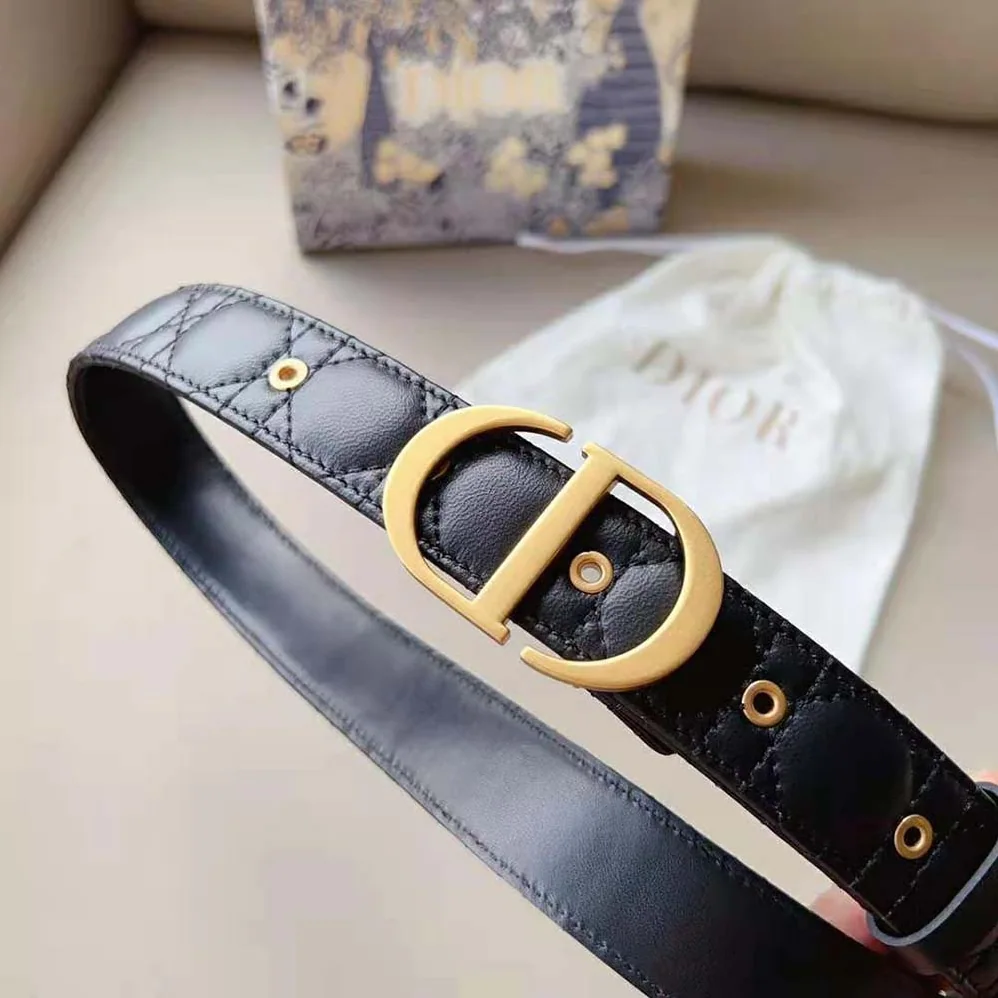Dior 30 Montaigne Belt Black Cannage Calfskin 30 MM for Women