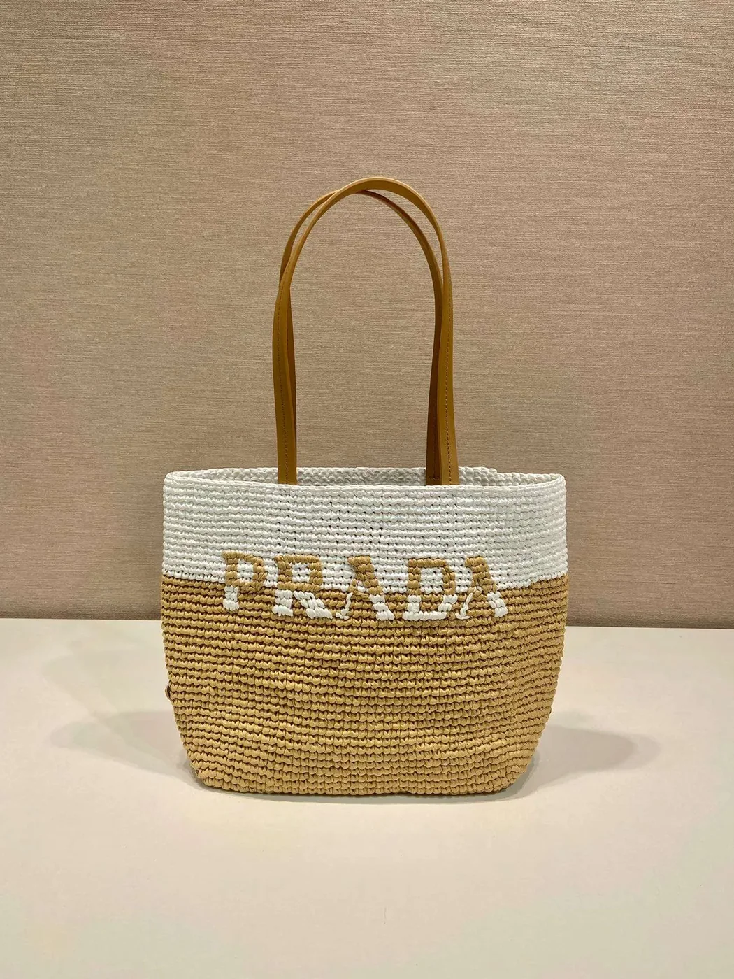 Prada Raffia Tote Bag Beige /