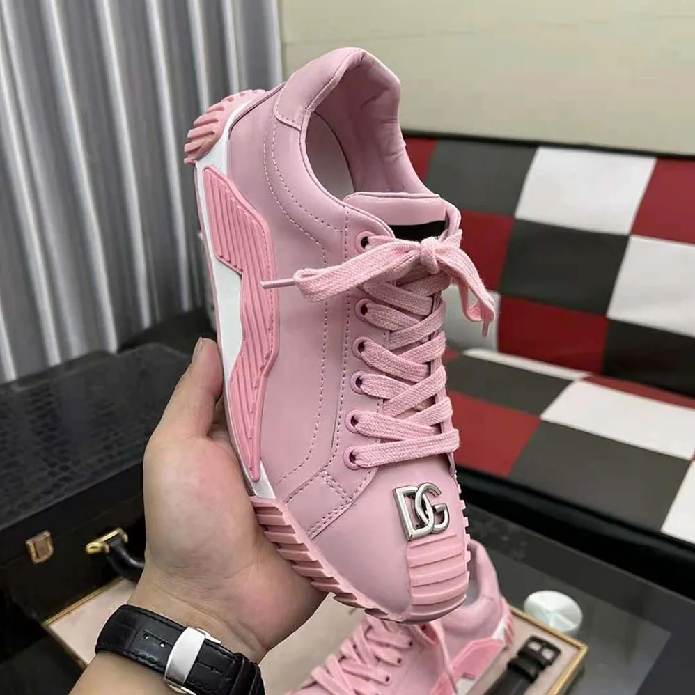 Dolce Gabbana D&G Calfskin NS1 Sneakers with DG Logo for Unisex in Pink Dolce Gabbana D&G Calfskin NS1 Sneakers with DG Logo for Unisex in Pink