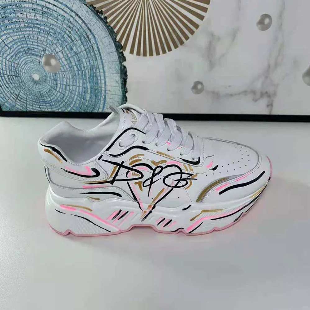 Dolce Gabbana D&G Hand-painted Calfskin Nappa Daymaster Sneakers for Women Dolce Gabbana D&G Hand-painted Calfskin Nappa Daymaster Sneakers for Women