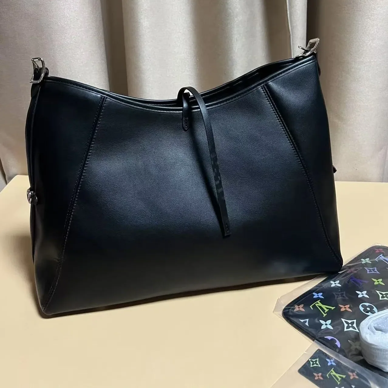 Louis Vuitton LV x TM CarryAll Vibe MM Shoulder Bag in Black Silver Hardware