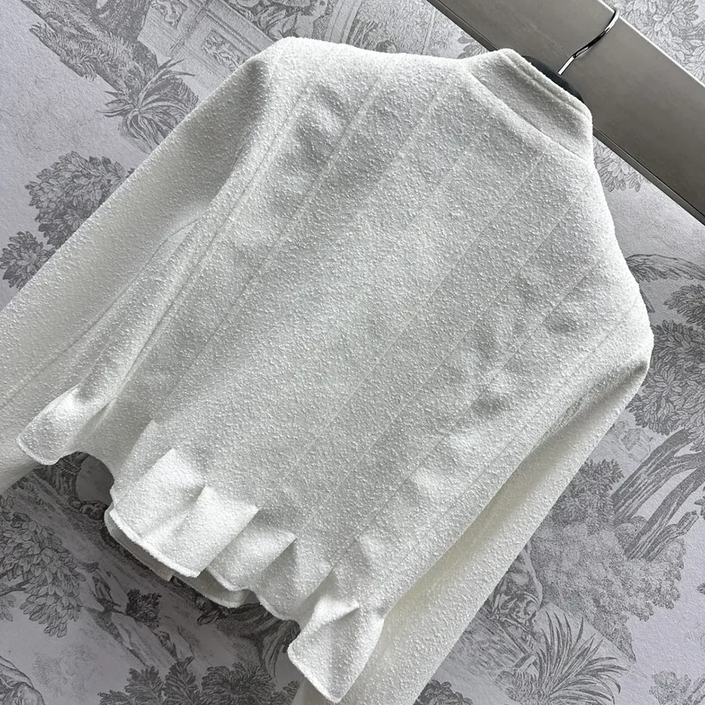 Dior Peplum Jacket Ecru Virgin Wool and Cotton Bouclé Blend for Women