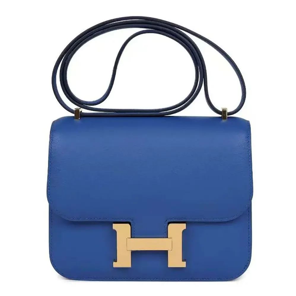 Hermes Constance 24 Bag Epsom Leather for Women in Blue/Gold Hermes Constance 24 Bag Epsom Leather for Women in Blue/Gold