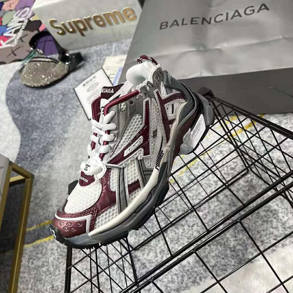 Balenciaga Runner Sneaker in Burgundy Mesh and Nylon for Women