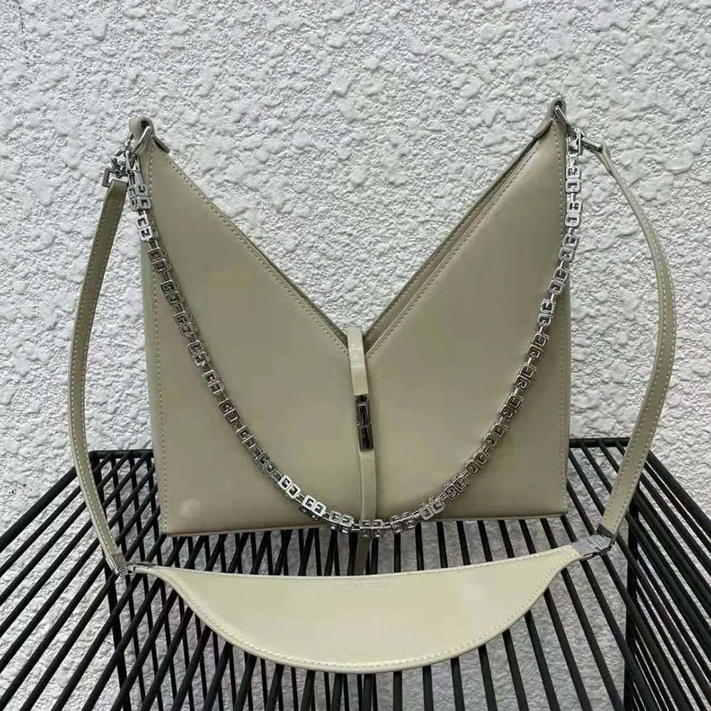 Givenchy Small Cut Out Bag in Box Leather with Chain for Women in Beige Givenchy Small Cut Out Bag in Box Leather with Chain for Women in Beige